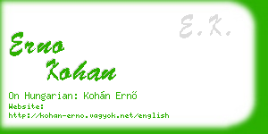 erno kohan business card